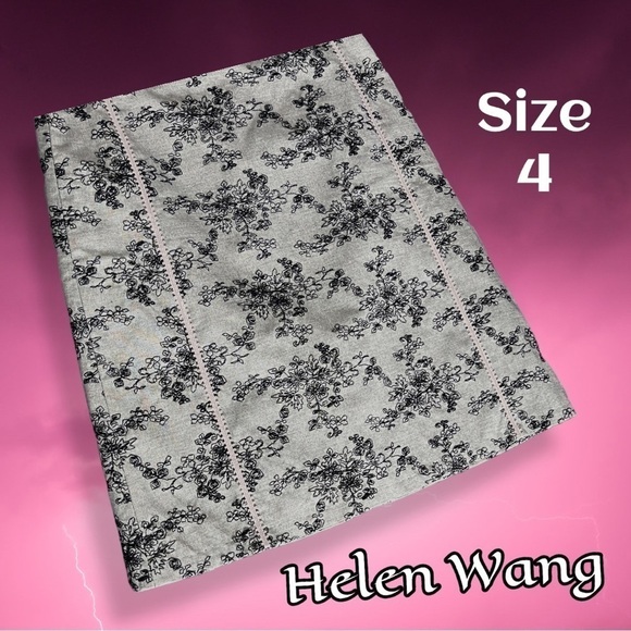 Helen Wang Embroidered Daisy Floral Pencil Skirt with Ribbon Detail Size 4 - Picture 1 of 12